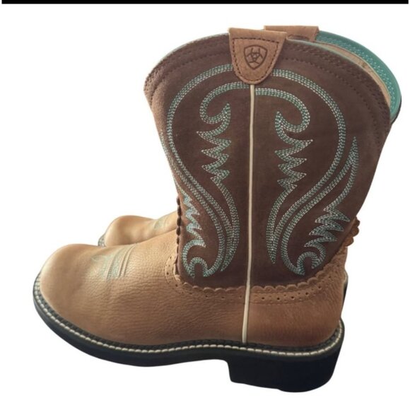 Ariat Fatbaby Leather Cowgirl Western Boots Women's 10 B Blue /Brown - Picture 2 of 10
